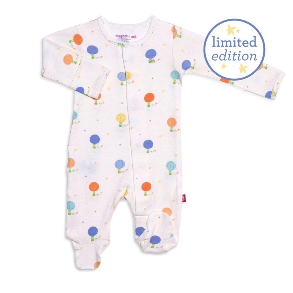 Hello Adventure Organic Cotton Magnetic Footie. 9-12 mos. NWT. Limited Print
